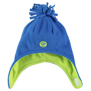 Bonnet péruvien en micropolaire avec pompon et badge 