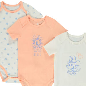 Set van 3 korte mouwen bodies Minnie Disney voor babymeisjes met verschillende openingen afhankelijk van de leeftijd 