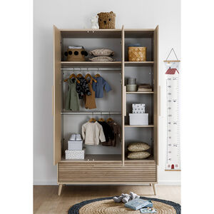 Kast met 3 deuren en 1 lade Eefje kasjmier Beige/Groovy Eikenhout 