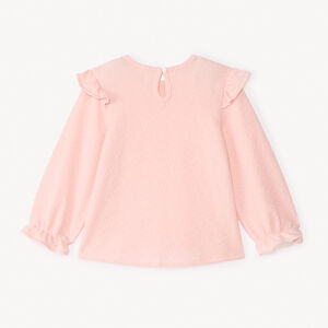 Tuniek met lange mouwen, effen kleur en ruches voor meisjes 
