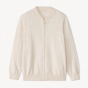 Gilet zippé col teddy en tricot uni pour garçon 