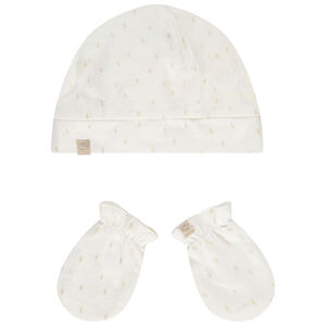 Ensemble bonnet + moufles imprimé fantaisie pour bébé 