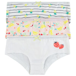 Lot de 3 shorties en coton à fruits printés 