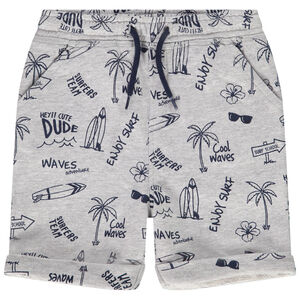 Bermuda en molleton imprimé plage/surfs pour bébé garçon 