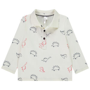 Poloshirt met lange mouwen en dinosaurusprint voor baby jongen 