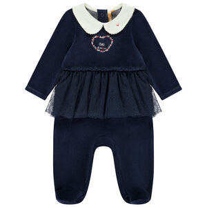 Dors-bien  en velours et tulle effet 2 en 1 pour bébé fille 