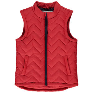 Mouwloze gewatteerde donsjas met zigzagpatroon voor baby jongen 