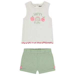 Set van top print appels + fantasie short voor baby meisje 
