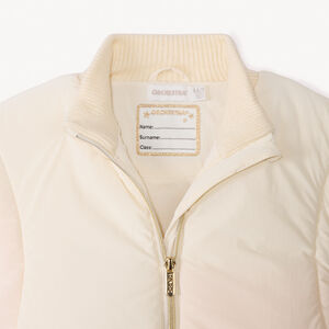 Donsjas van stof en gebreid met opstaande kraag voor meisjes 