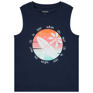 Mouwloos shirt in geprinte jersey voor jongens 