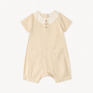 Korte linnen rompert met Claudine-kraag voor jongensbaby's 