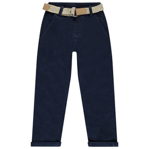 Jongens chino met gevlochten riem 