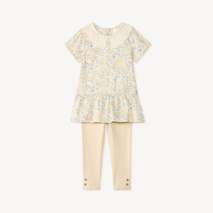 Twee-delige set met bloemen tuniek + legging voor babymeisjes 