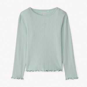 Langarmig geribd T-shirt met geborduurde hartjes voor meisjes 