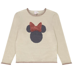 Pull en tricot broderie Minnie Disney avec sequins magiques pour fille 