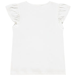 T-shirt manches courtes volantées avec print fantaisie fille 