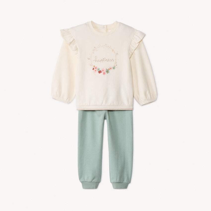 Ensemble Vêtement Bébé Fille 2 Pièces - Sweat Manches Longues + Pantalon Jogging, Coton Doux Automne/hiver - 2