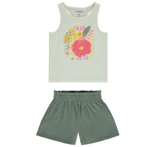 Set van fantasietop zonder mouwen + short met patroon voor meisjes 