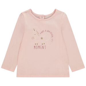 T-shirt manches longues print fantaisie pailleté pour bébé fille 