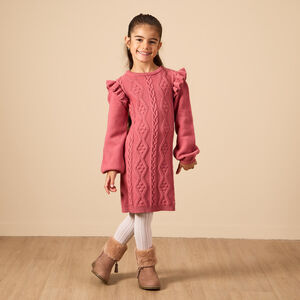 Robe manches longues volantées en tricot pour fille 