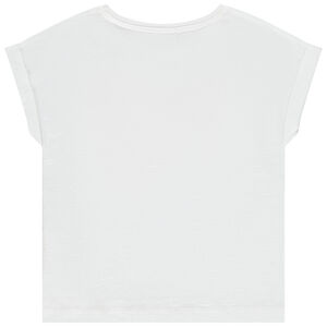 T-shirt met korte mouwen in uni met borduursel en pailletten voor meisjes 