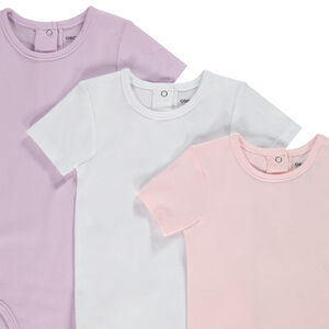 Set van 3 effen rompers met korte mouwen voor babymeisjes 