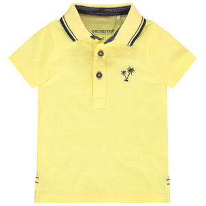 Polo manches courtes en jersey et détails chambray pour bébé garçon 