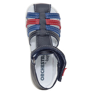 Nu-pieds en cuir à lanières contrastées 