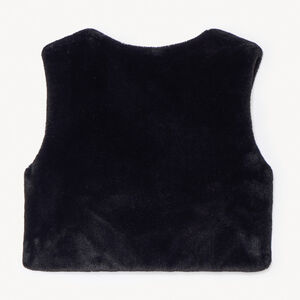 Mouwloos fleecevest in effen namaakbont voor meisjes zwart 