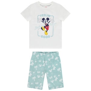 Set 2 pièces t-shirt manches courtes Mickey Disney + short fantaisie pour garçon 