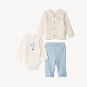 Ensemble Body + pantalon + gilet fantaisie pour bébé garçon 