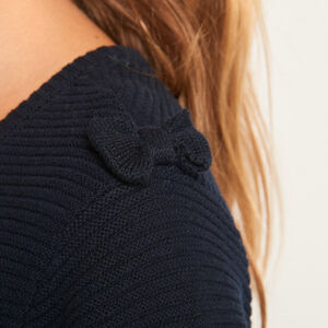 Robe en tricot effet marinière avec nœuds aux épaules pour fille 