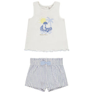 Kort 2-delig setje met gestreepte short voor baby meisje 