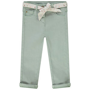 Rechtdoorlopende jeans met een gedrukte strikceintuur voor babymeisjes 