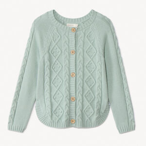 Gilet tricot uni avec torsade fantaisie pour fille 