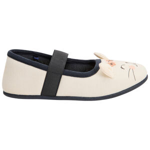 Pantoffels Babies écru met kattenoren voor meisjes 