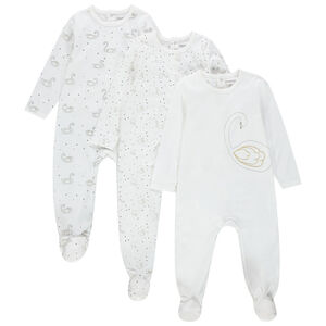 Lot de 3 dors-bien en jersey pour bébé fille imprimés cygnes  