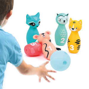 Mini-bowlingspel met 5 zachte kegels Dieren 