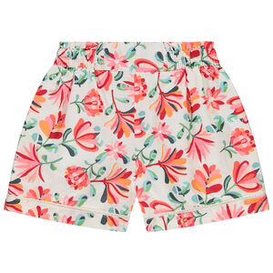 Korte broek met bloemenprint en kant meisjes 