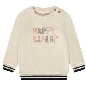 Trui met gebreid patroon Happy Safari voor baby jongen 