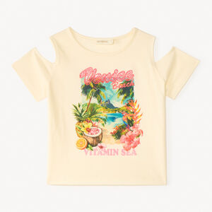 T-shirt épaules dénudées print Venice Beach pour fille 