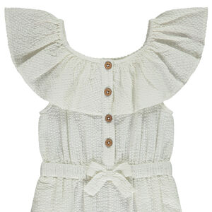 Lange jumpsuit in seersucker met ruche voor meisjes 