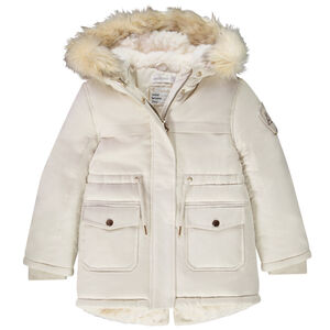 Waterafstotende parka met kap en afneembare nepbont voor meisjes 