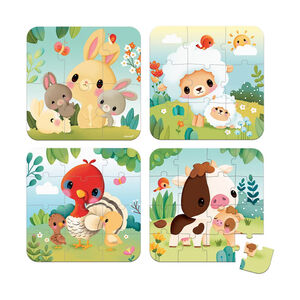 Modulaire boerderijdierenpuzzel met 6 tot 16 stukjes 