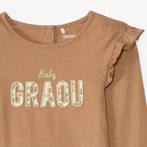 T-shirt met lange mouwen en geborduurde tekst voor babymeisje 