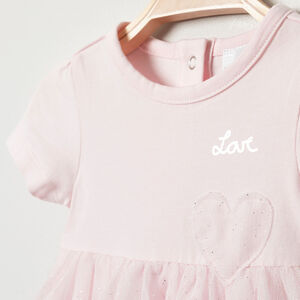 Robe de cérémonie manches courtes en tulle pailleté 