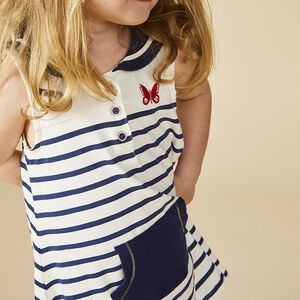 Robe sans manches à rayures et col marin pour bébé fille 