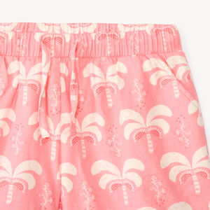 Ensemble 2 pièces t-shirt manches courtes + short motifs palmier pour fille 