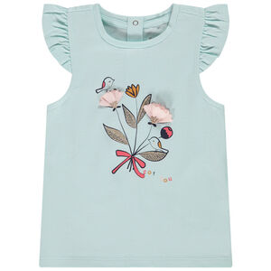 Korte mouwen T-shirt met glitterprint en 3D voor meisje 