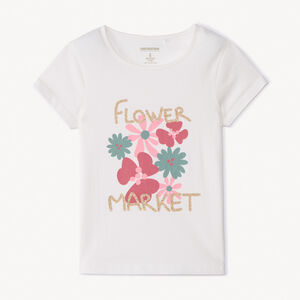T-shirt manches courtes à print pailleté pour fille 